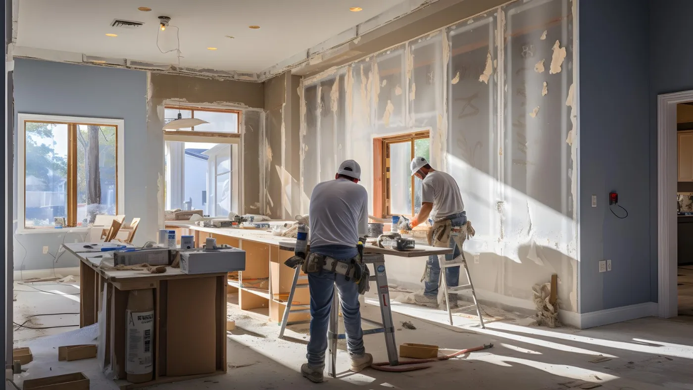 Refurbishment works in progress being measured and valued