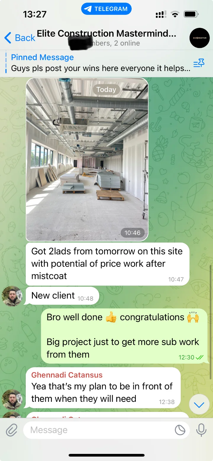 Commercial client: Ghennadi off the tools, winning commercial work.