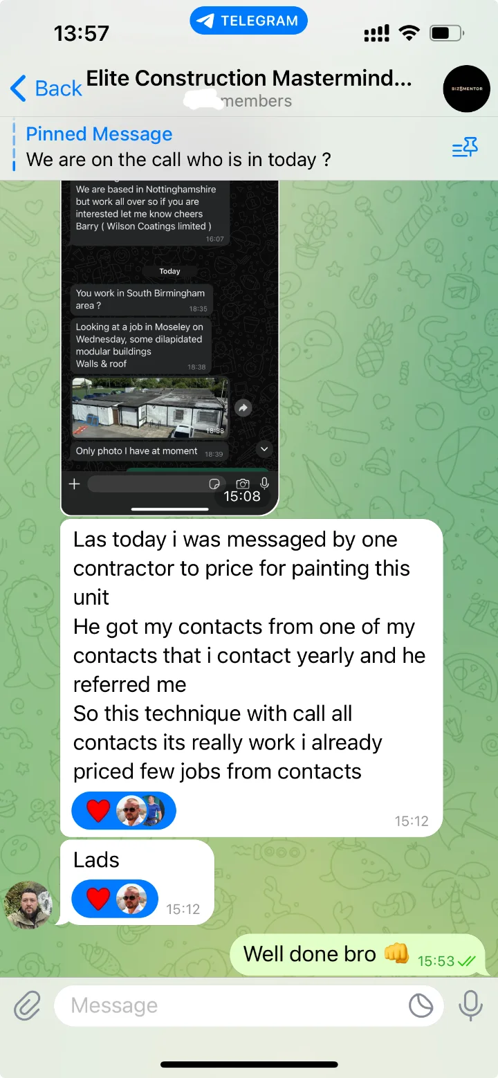 Jobs from contacts: New work from his existing contacts.