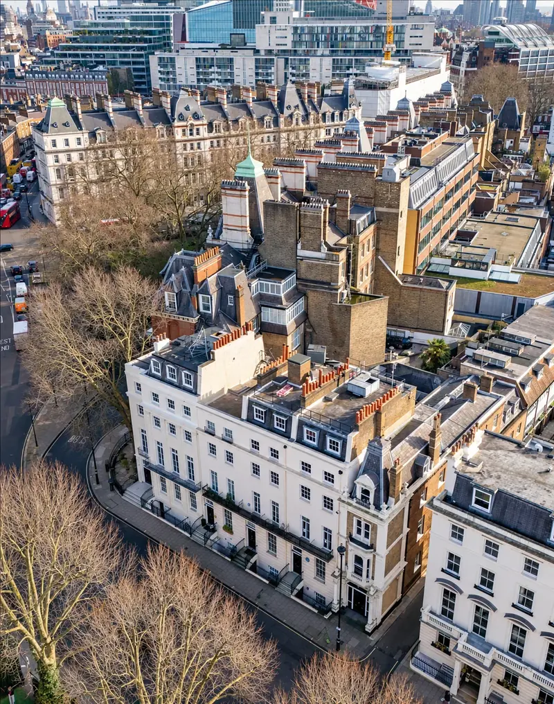 Aerial view of terraces at Hobart Place, SW1