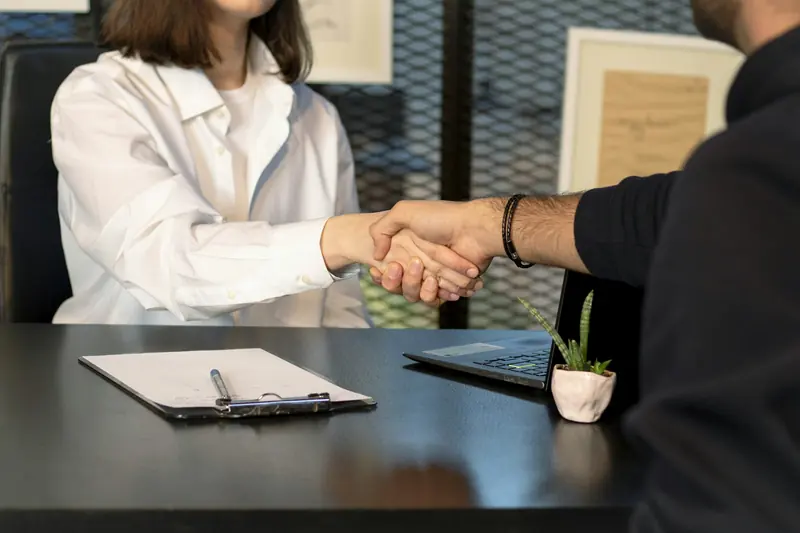 Handshake at the end of a job interview