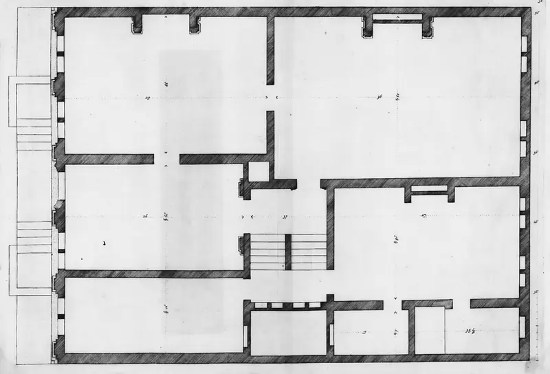 Plain floor plan drawing of a building layout
