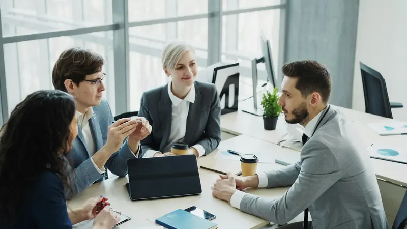 Team meeting in a bright office