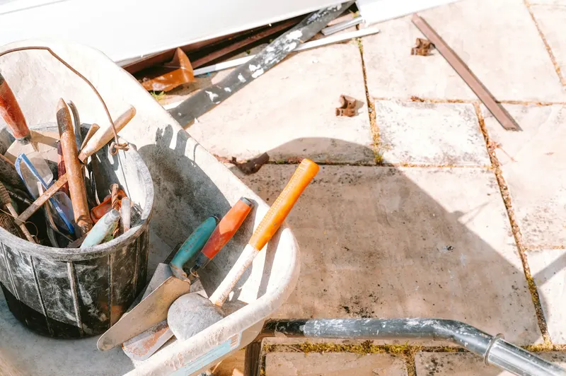 Construction tools left on a building site