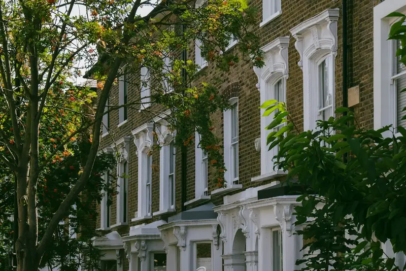 Victorian terraced houses on a London street