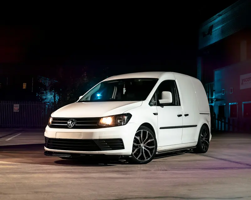 White van parked at night